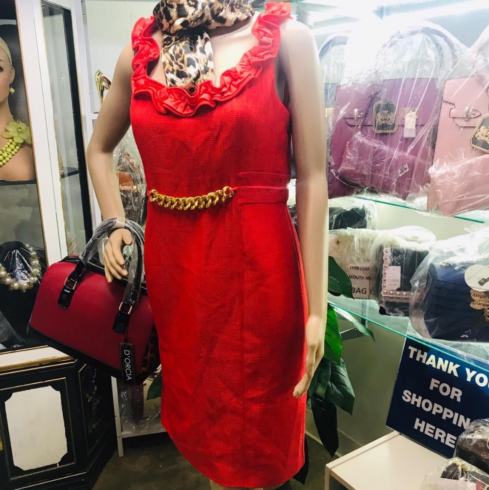 🆕️ Cute Studio1 Red Pencil Ruffle shoulder Dress